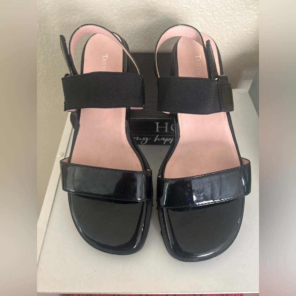 Taryn Rose Black Patent Leather Sandals